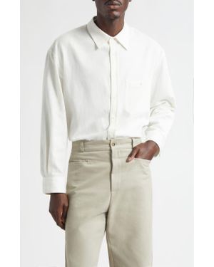 De Bonne Facture Architecture Oversize Cotton & Hemp Button-Up Shirt - White