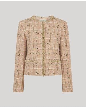 Really Wild Clothing Cece Check Boucle Jacket - Natural