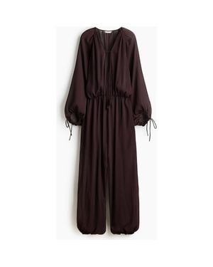 H&M Oversized Balloon-Leg Jumpsuit - Brown