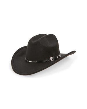 Tasha Western Cowboy Hat With Stud Leather Band - Black