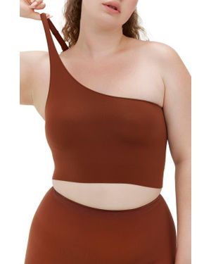 Noody Seamless Body Smooth One Shoulder Top - Brown