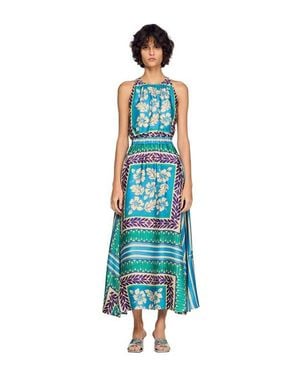 Sandro Floral Print Maxi Dress - Blue