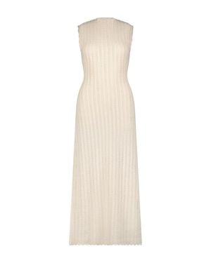 Lela Rose Pointelle Knit Scallop Edge Dress - White