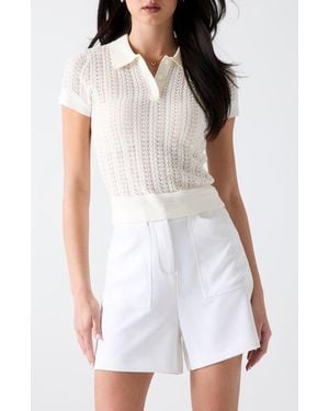 Guess Pointelle Polo Sweater - White