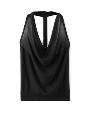 Mango Draped Fine Knit Top - Black