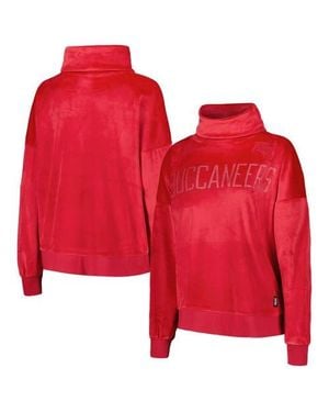 DKNY Tampa Bay Buccaneers Deliliah Rhinestone Funnel Neck Pullover Sweatshirt - Red
