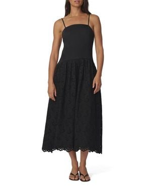 Joe's Jeans The Mara Eyelet Detail Cotton Midi Dress - Black