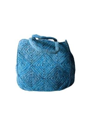 Zanatany Concepts Nico Raffia Tote Bag - Blue