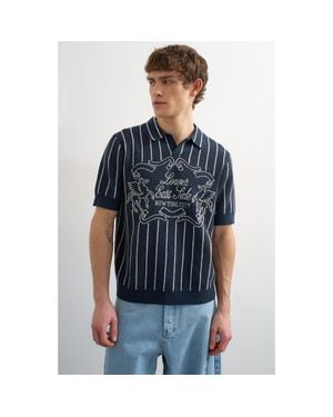 TOPMAN Lower East Side Johnny Collar Jacquard Polo Sweater - Blue