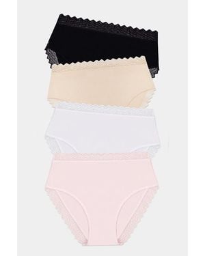 Stripe & Stare Zig Zag Lace High Rise Knicker Four Pack - Black