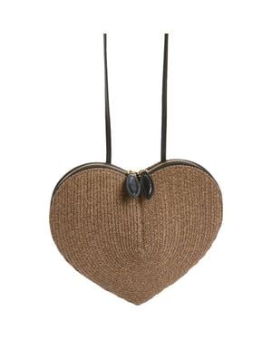 Alaïa Le Coeur Raffia Crossbody Bag - Brown