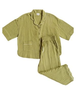 TBCo Cotton Cropped Leg Pajamas - Green