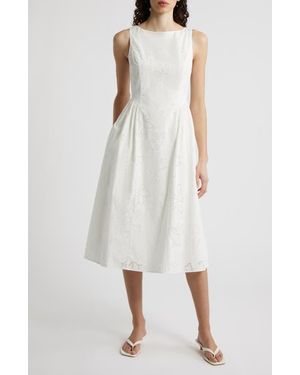 Sam Edelman Eyelet Sleeveless Fit & Flare Midi Dress - White
