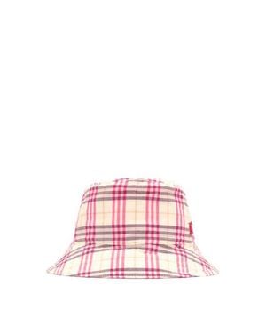 Burberry Check Cotton Bucket Hat - Red