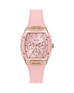 Guess Multifunction Silicone Strap Watch, 35Mm - Pink