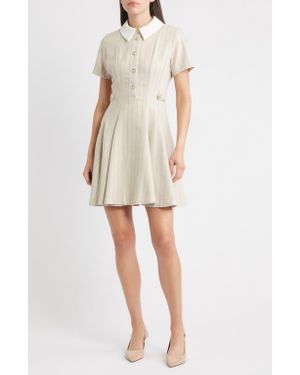ZOE AND CLAIRE Short Sleeve Fit & Flare Shirtdress - Natural