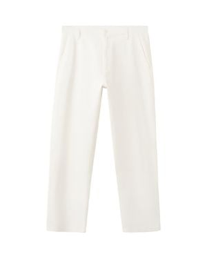 Mango Relaxed Fit Cotton & Linen Jeans - White