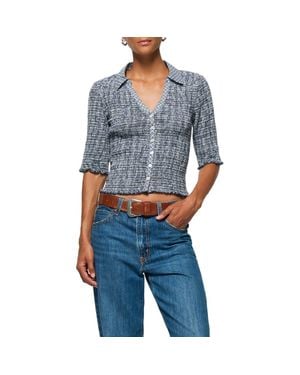 Nation Ltd Peggy Smock Pima Cotton Button-Up Shirt - Blue