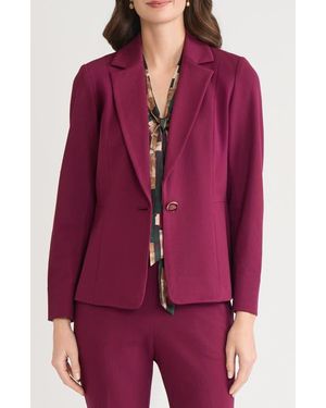 Kasper One-Button Seamed Waist Blazer - Red