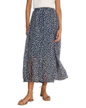 NIC+ZOE Leopard Crinkle Maxi Skirt - Blue