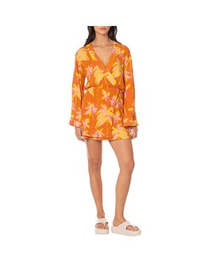 Maaji Sunkissed Shore Zaira Long Sleeve Cover-Up Wrap Dress - Orange