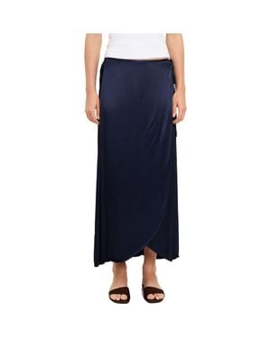 Michael Stars Diane Satin Wrap Midi Skirt - Blue