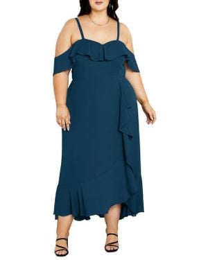 City Chic Remi Ruffle Maxi Dress - Blue