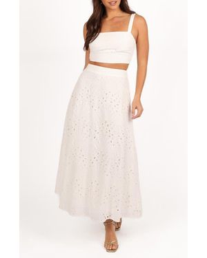 Petal & Pup Camellia Cotton Eyelet Crop Top & Maxi Skirt Set - Natural