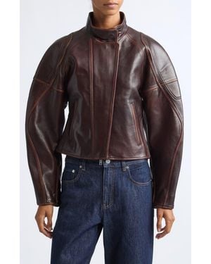 Helmut Lang Glossy Leather Jacket - Brown