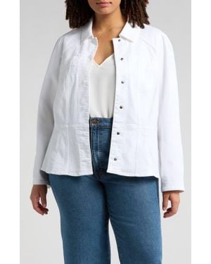 Wit & Wisdom Denim Peplum Jacket - White