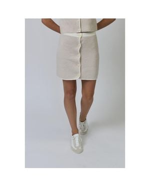 Central Park West Celeste Tweed Yarn Skirt - Gray