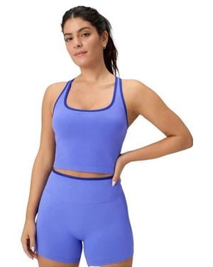 Fabletics Seamless Cropped Built-In Bra Tank - Blue