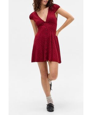 BDG Kiki Polka Dot Fit & Flare Dress - Red