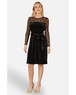 Yumi' Velvet Skater Dress - Black