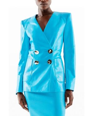 AS by DF Claude Recycled Leather Blazer - Blue