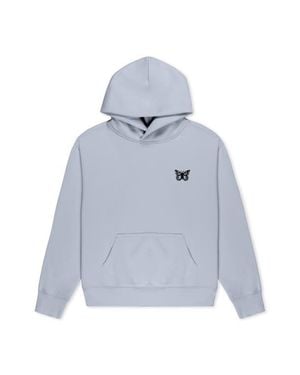 Alix Butterfly Relaxed Midweight Fleece Pullover Hoodie - Gray