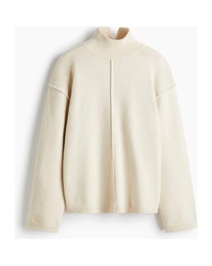 H&M Seam-Detail Turtleneck Sweater - White