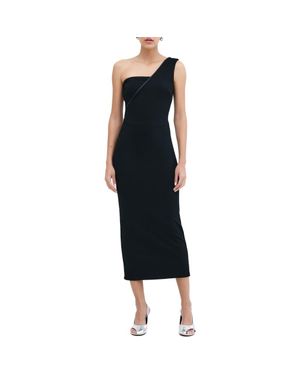 MARCELLA Nina One-Shoulder Ponte Midi Dress - Black
