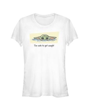 Star Wars: The Mandalorian Junior's Star Wars The Mandalorian And Grogu Too Cute To Get Caught Graphic T-Shirt - White