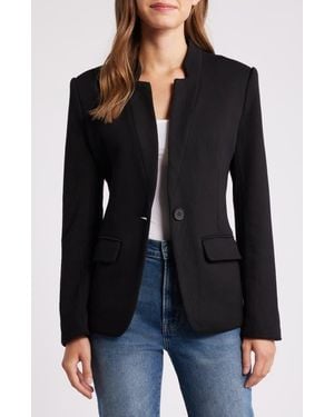 Gibsonlook Inverted Notch Collar Cotton Blend Knit Blazer - Black
