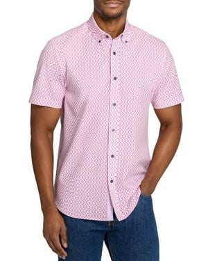 Con.struct Slim Fit Zig Zag Woven Short Sleeve Basic Shirt - Pink