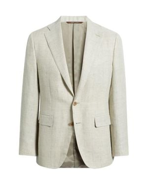 Canali Capri Trim Fit Tan Linen & Wool Mélange Sport Coat - White