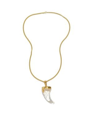 Alexis Liquid Lucite Horn Pendant Necklace - Metallic