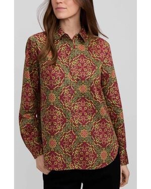 Foxcroft Meghan Medallion Print Cotton Button-Up Shirt - Red