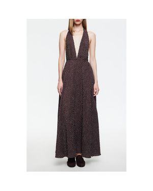 theknot bridesmaid dresses Brown Polka Dot Starlight Midi Dress