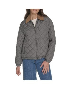 Levi's Diamond Quilted Jacket With Corduroy Collar - Gray