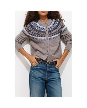 Alex Mill Amina Fair Isle Wool Blend Cardigan - Gray