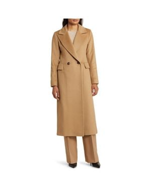Fleurette Leo Double Breasted Longline Cashmere Coat - Natural