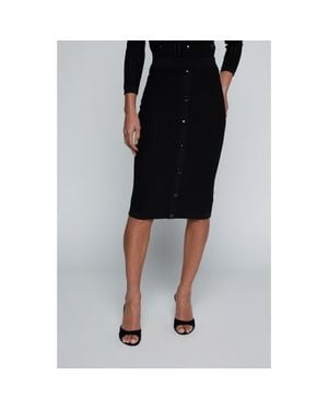 L'Agence Melania Pointelle Button Front Sweater Skirt - Black