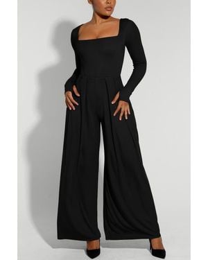 Shapellx Airslim Square Neckline Built-In Shaping Jumpsuit - Black